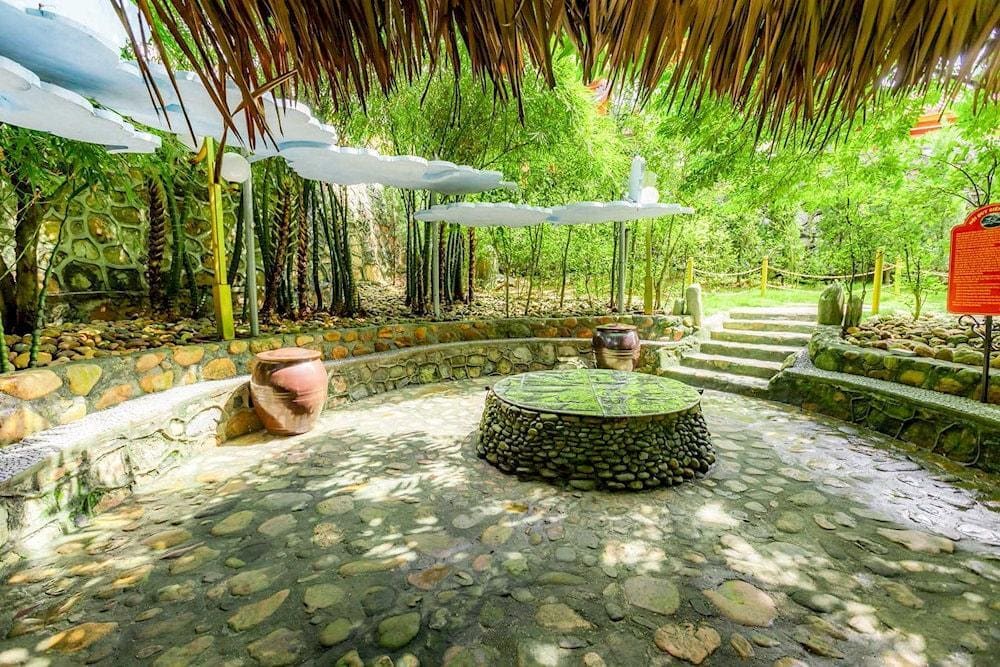 The holy well water is crystal clear and never runs dry