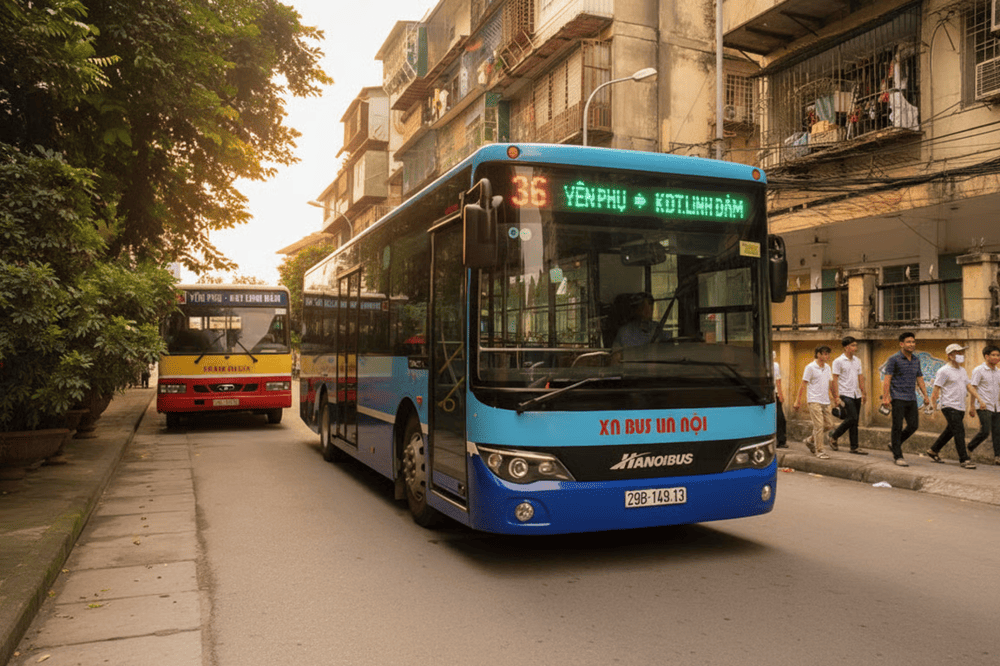 Bus route 36 stops opposite 16 Phung Hung, near the train street