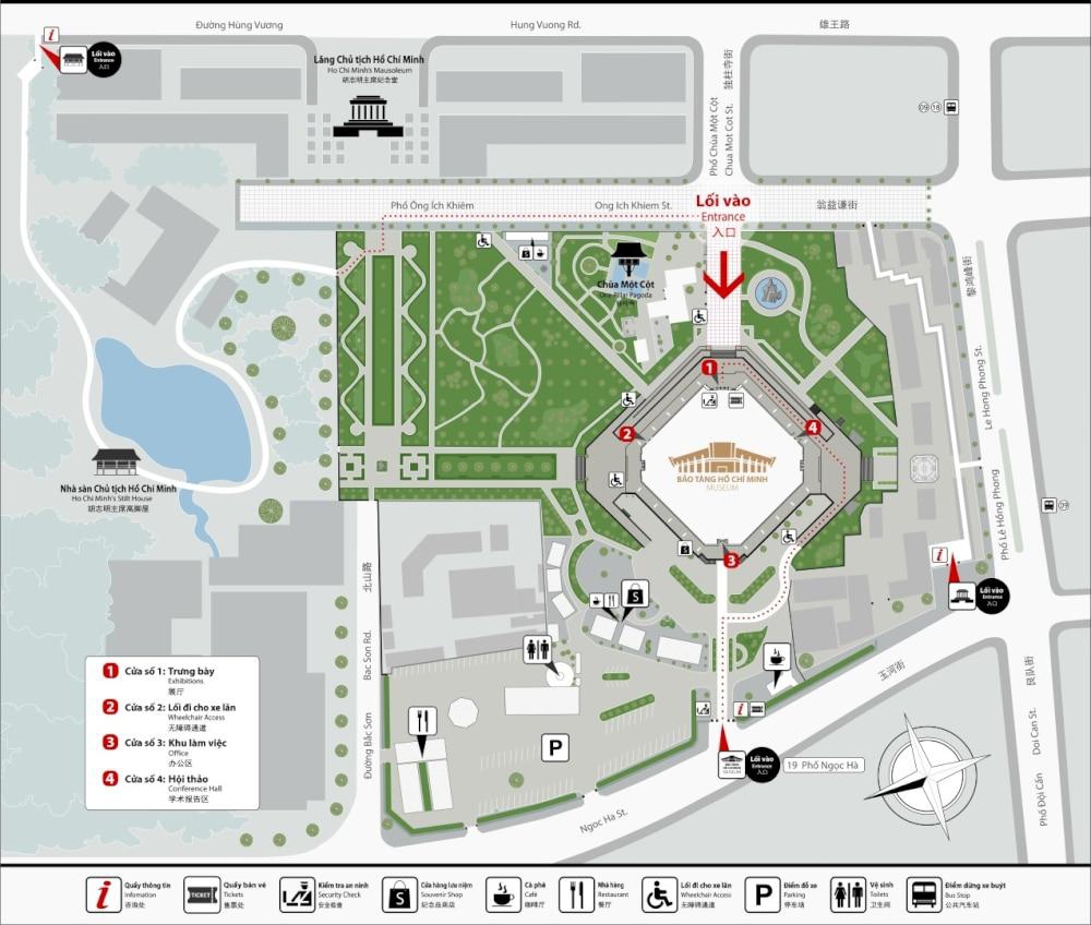 An overview map of Ho Chi Minh Museum in Hanoi, Vietnam
