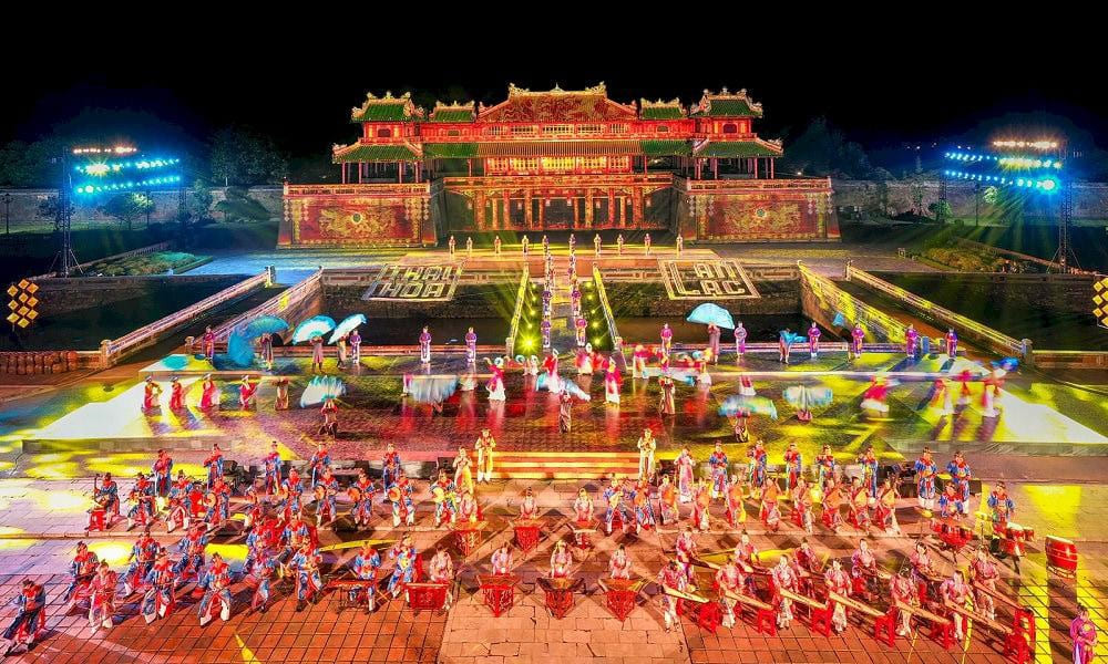 The Hue Historic Citadel shines with vibrant colors from traditional art performances