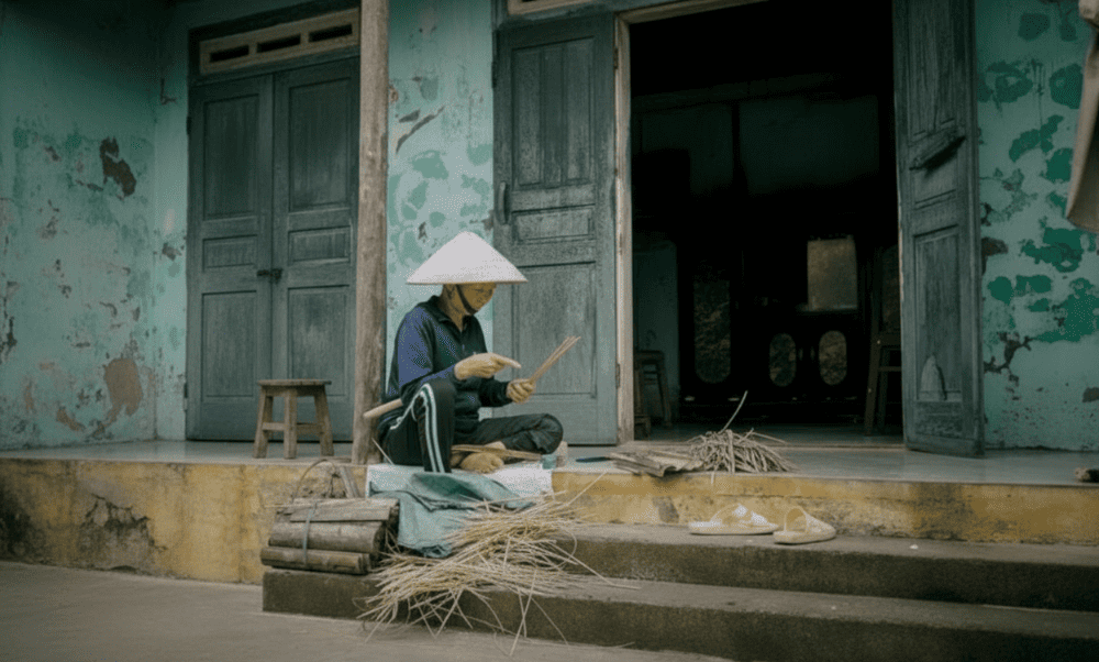 A local artisan carefully hand-carved bamboo as the begin of incense making