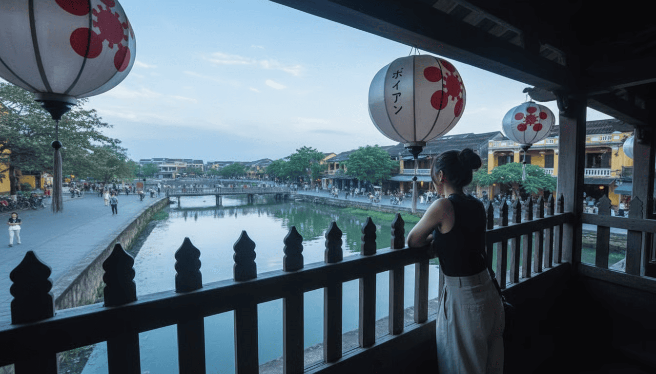 Standing on the Japanese Bridge and looking into the distance, visitors can take in a picturesque view of Hoi An, where life moves at a gentle, peaceful pace