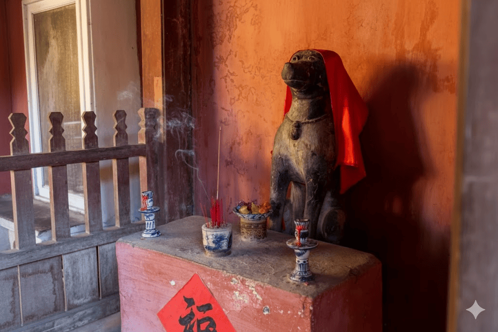 The Dog statue at the Japanese Bridge Hoi An symbolizes the loyalty and protection