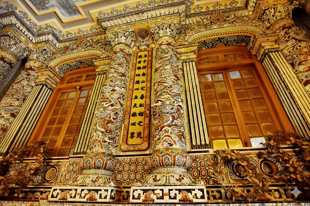 The walls are covered in colorful mosaics made from glass and porcelain, created by the finest artisans of the era