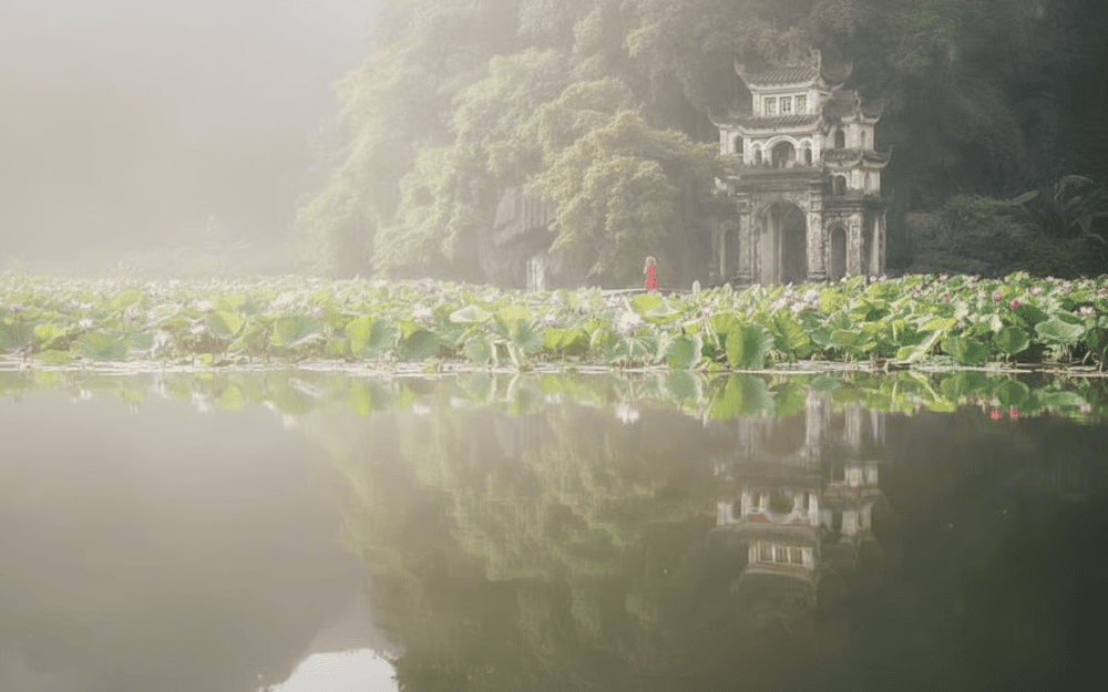 Bich Dong Pagoda nestles within the mountains, exuding an ancient and sacred charm
