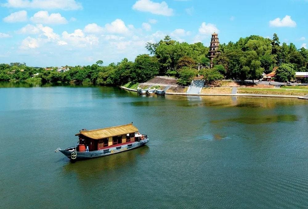 A cruise on the Perfume River takes you through many beautiful sceneries