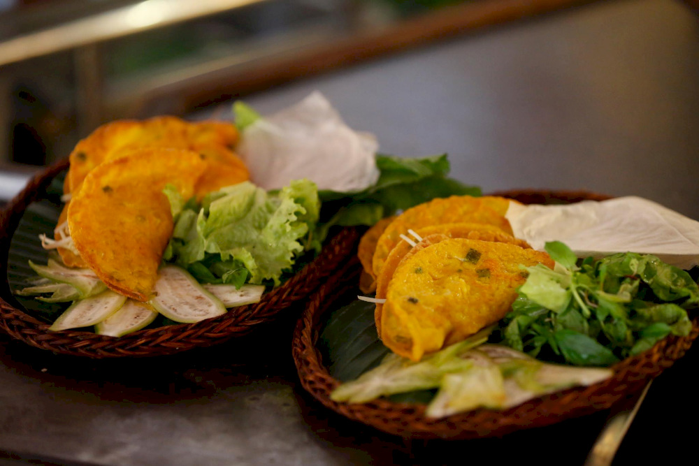 A traditional crispy rice flour pancake